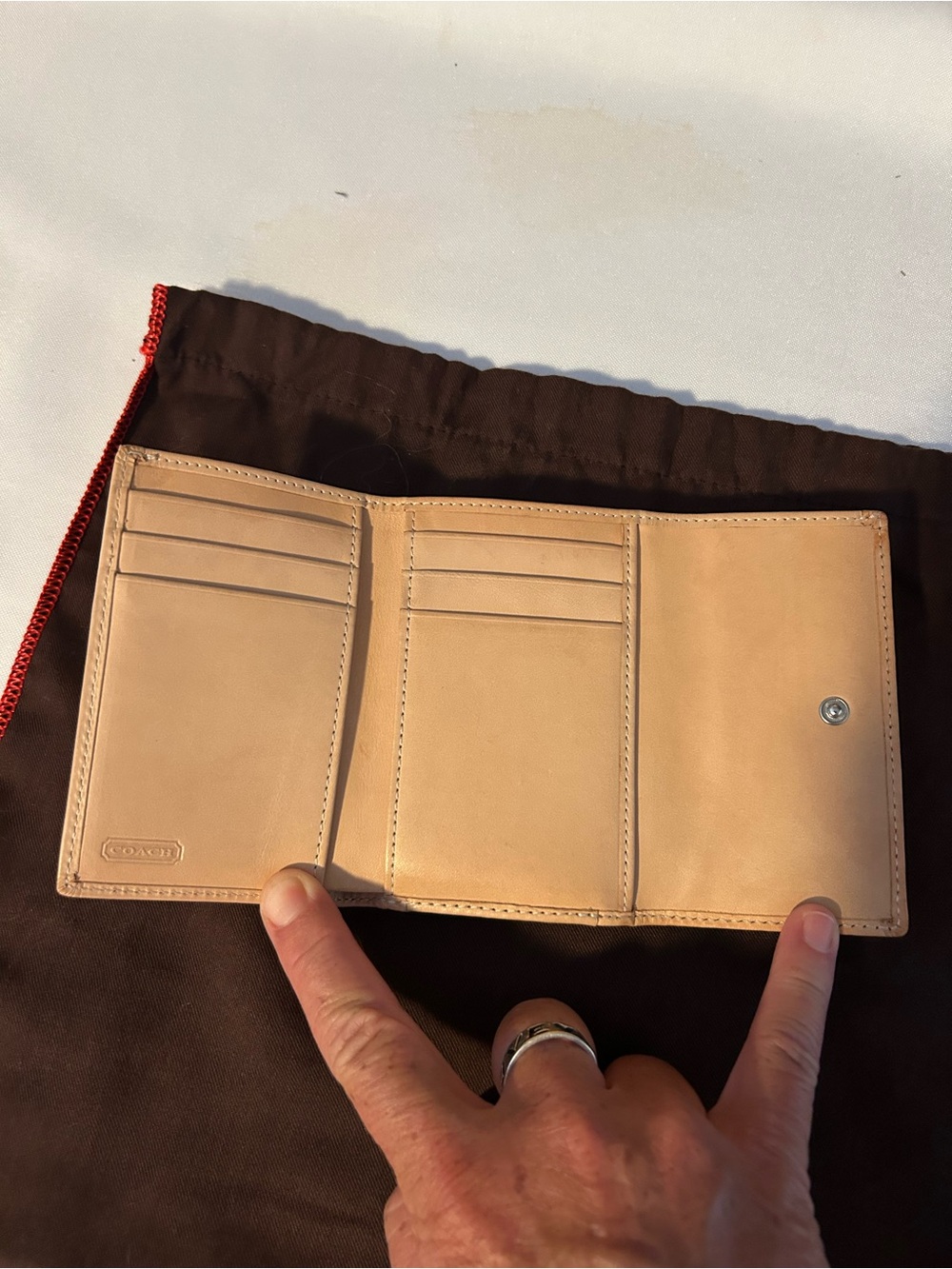 Vintage Coach Brown and Tan Signature Trifold Wallet - Picture 3 of 4